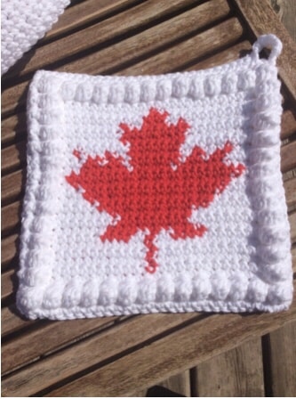 Canada Maple Leaf Pot Holder/Wash Cloth – Free Crochet Pattern