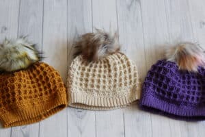 waffle stitch beanie textured crochet hat