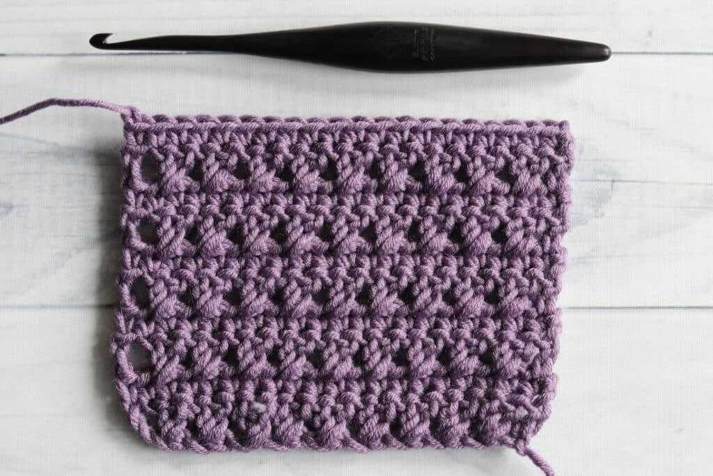 Crossed Double crochet stitch with crochet hook