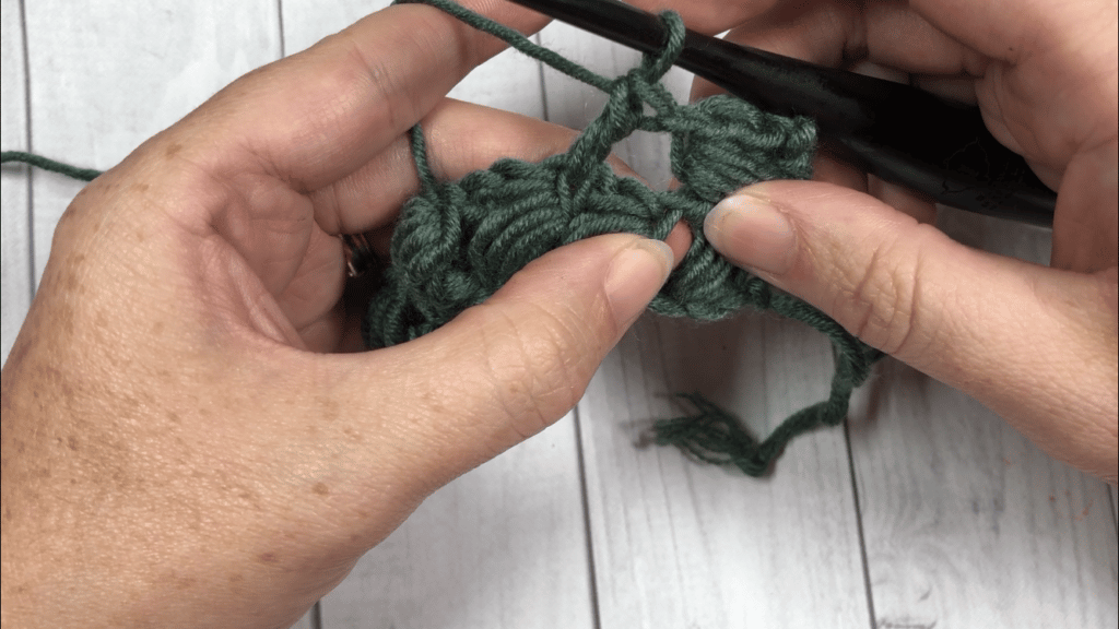 Double Crochet shown worked into the next ch-1 space
