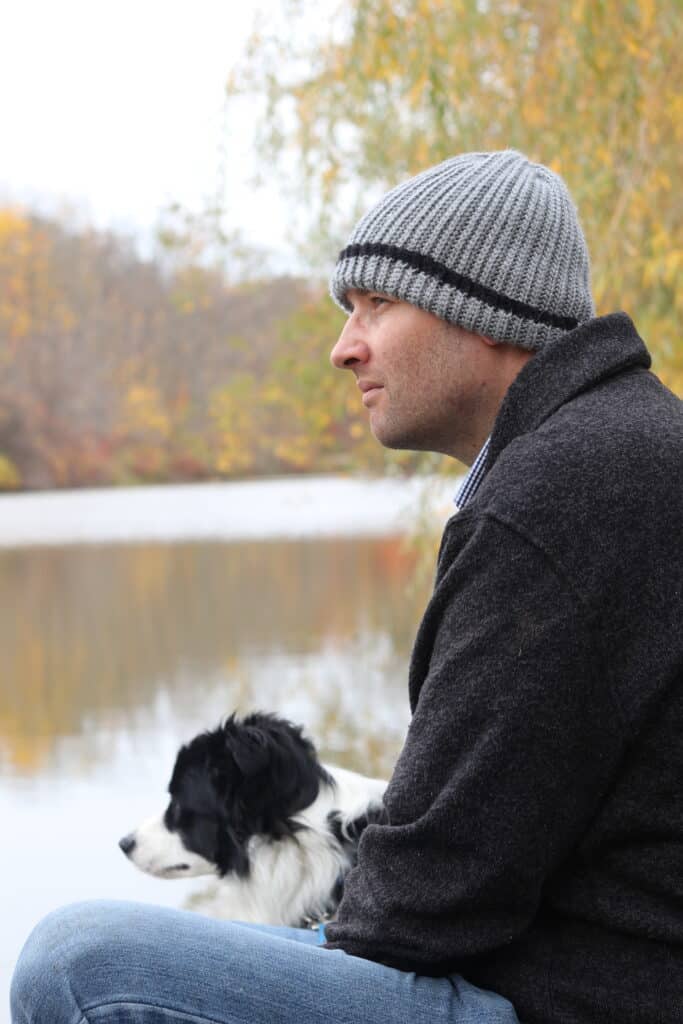mens crochet hat grey