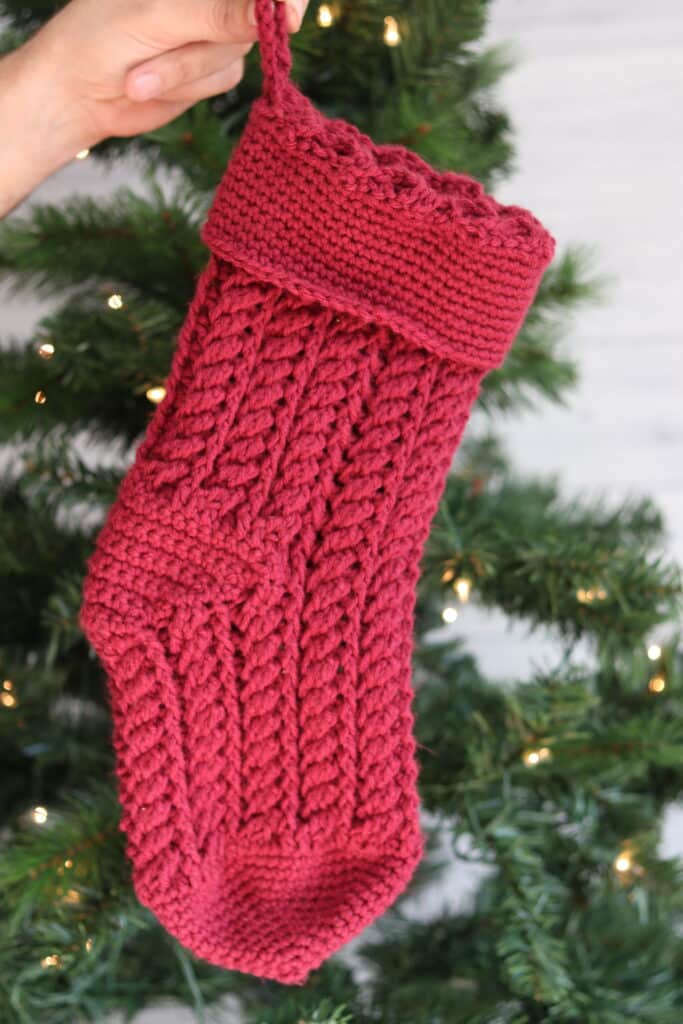 red crochet Christmas Stocking