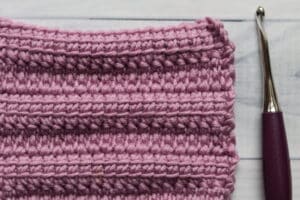 pink crochet stitch linked treble stitch
