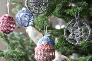 Crochet Christmas Ornaments on a Christmas Tree