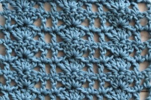 close up of shell and lattice crochet stitch