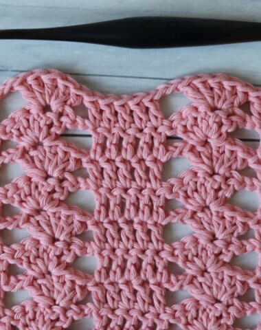 Pink swatch of Block and offset shell stitch