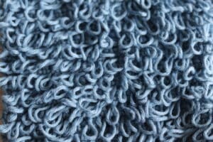 close up of the crochet fur stitch