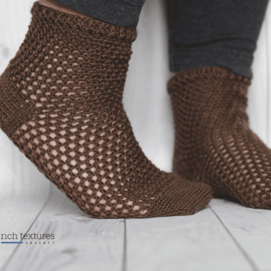 brown lacy crochet socks