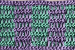 close up of the crochet rake stitch