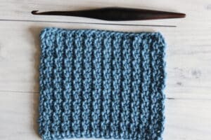 Swatch of the single compress stitch in blue