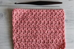 crochet Mayberry Stitch worked in pink yarn