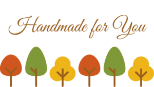 Gift tag saying handmade for you with fall trees