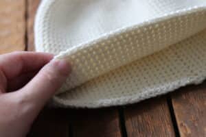 close up of the brim on a crochet beanie
