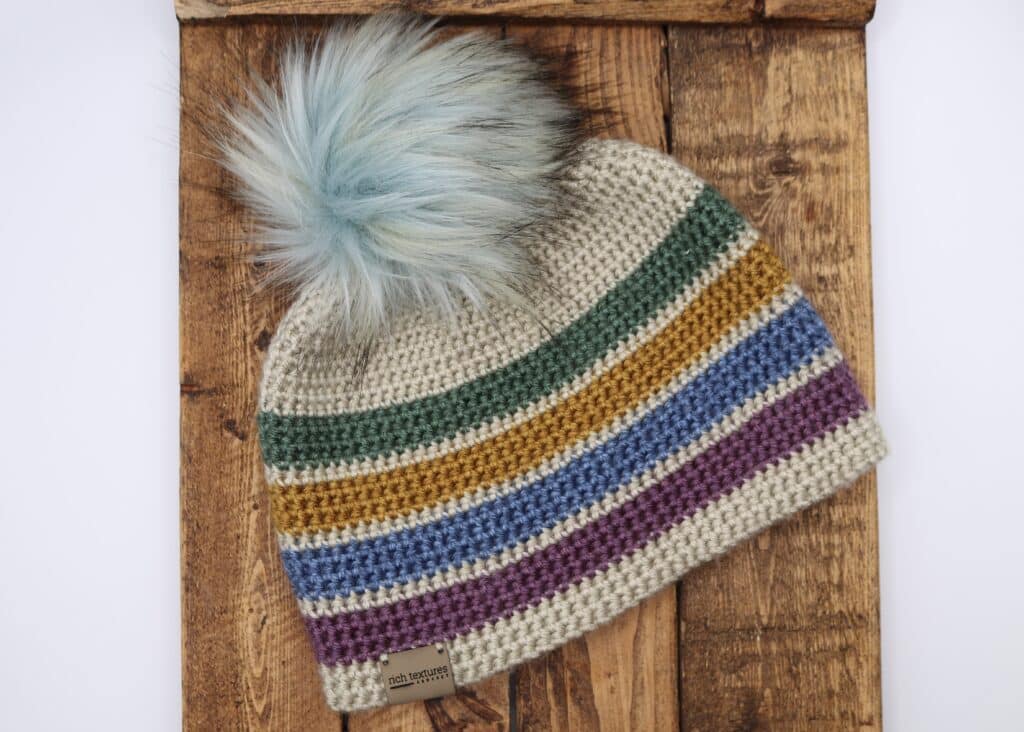 rainbow striped crochet beanie