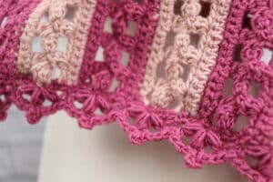 A Close up of the edging on the Cherry Blossom Crochet Shawl