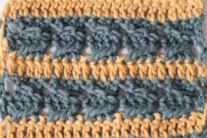 A textured crochet stitch that looks like tire treads