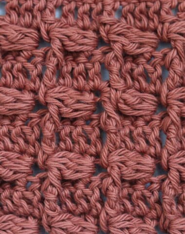 The Crochet lazy cluster stitch worked in a bronze coloured yarn