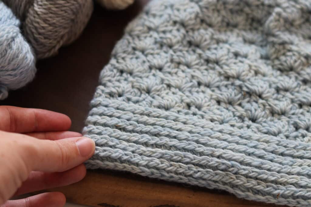 A Close up of the brim of the Beach Point Crochet Beanie