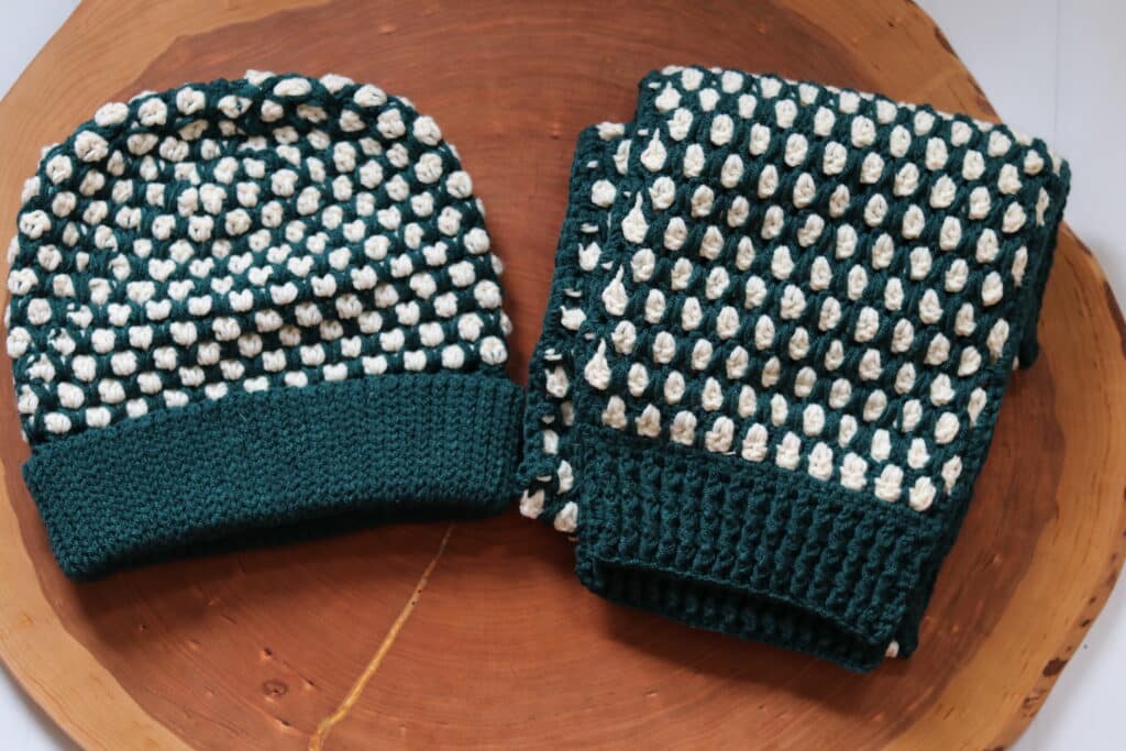 The crochet Lexington Beanie and Scarf Set