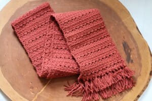 The Star-Crossed Crochet Scarf in a solid colour yarn