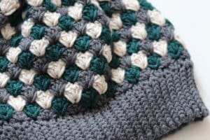 A Close up of the brim on the Matheson Crochet Beanie