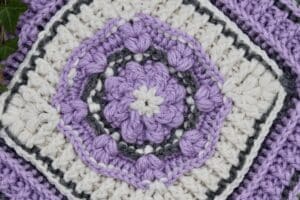 A Close up of the textured stitches in the Springtime Afghan Square