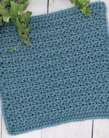 The tide pool crochet afghan square worked in a teal coloured yarn