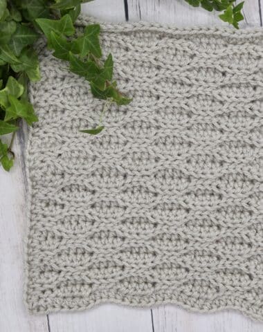 A crochet afghan square worked in the almond stitch