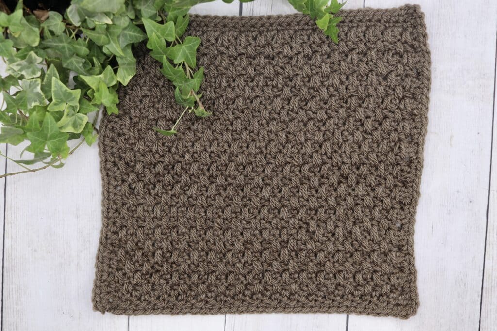 The Extended Moss afghan square worked in a brown yarn