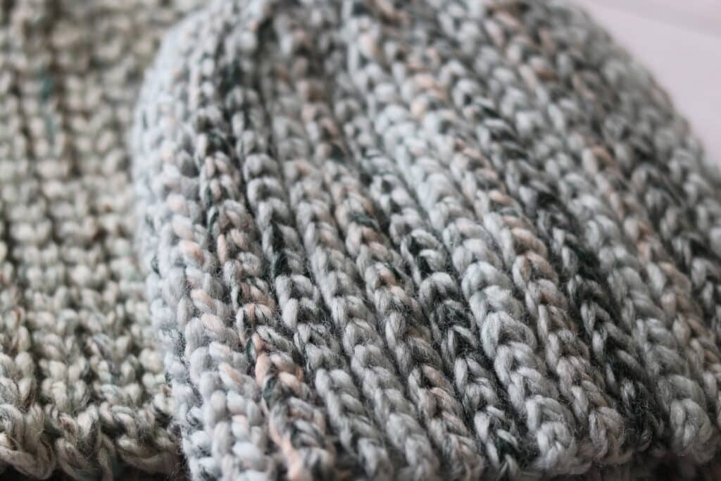 A close up of the bulky classic beanie crochet pattern