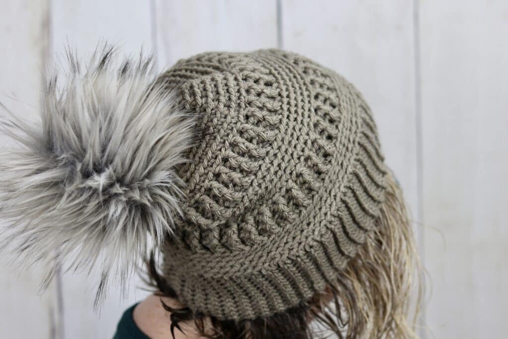 The back of the Windermere crochet hat