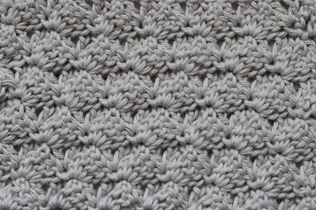 A Swatch demonstrating the Flying Shell Crochet Stitch
