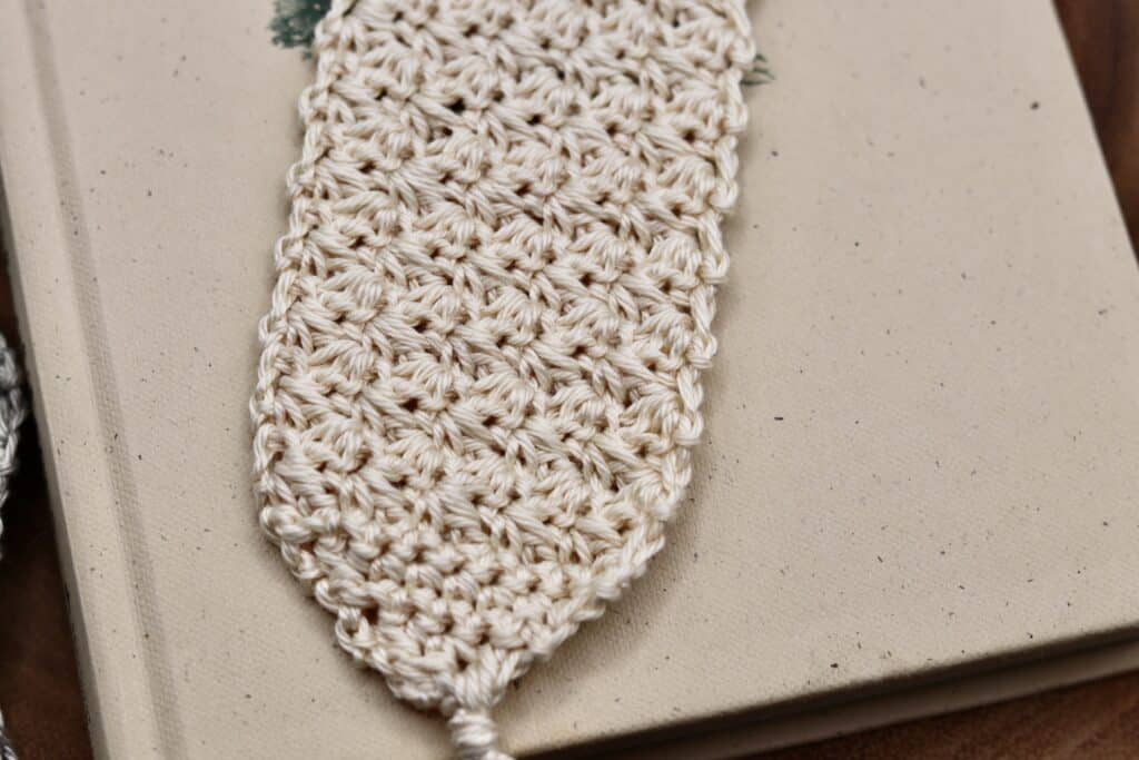 A close up of the texture in the Suzette Crochet Bookmark