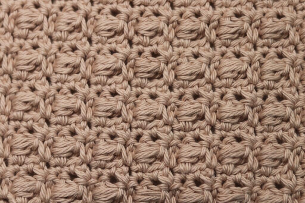 A swatch of the boxed bead crochet stitch