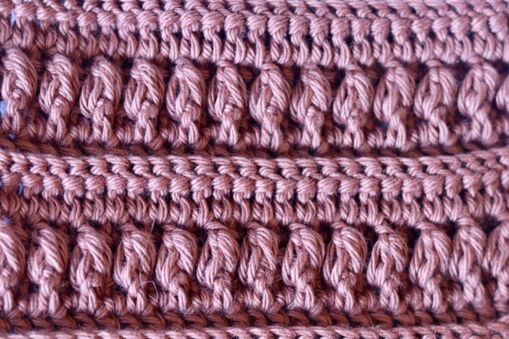 A Swatch of the ridges and puffs crochet stitch