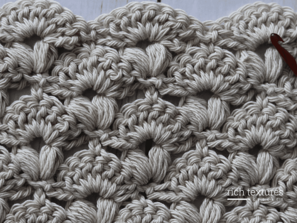 A swatch of the crochet sweetheart stitch