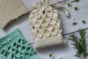 handmade soap and crochet soap saver