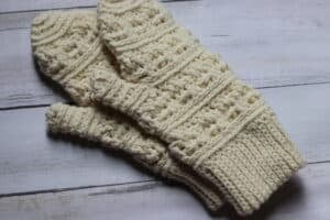 set of two crochet mittens
