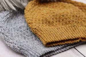 close up of the brim on two crochet hats