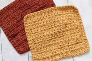 Two textured crochet dishcloths
