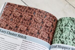 A page featuring the Lazy Cluster Stitch taken from the Intermediate Crochet Stitches book
