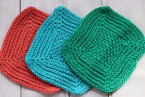 A set of 3 crochet dishcloths