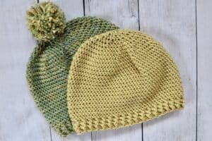 The Charlie Beanie crochet hat worked in a hand-dyed yarn