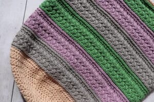 A close up of the stitching in the crochet Market Day Market Bag