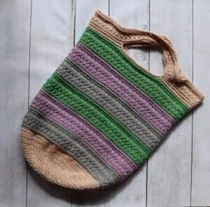 The crochet Market Day Market Bag laid flat